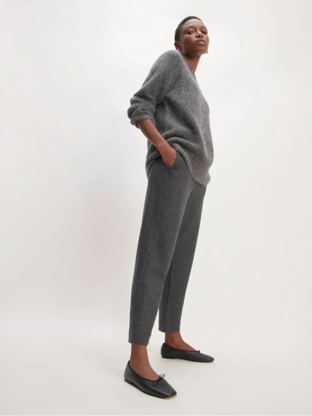Everlane Black Leather The Day Ballet Flats with Bow - Picture 7 of 11